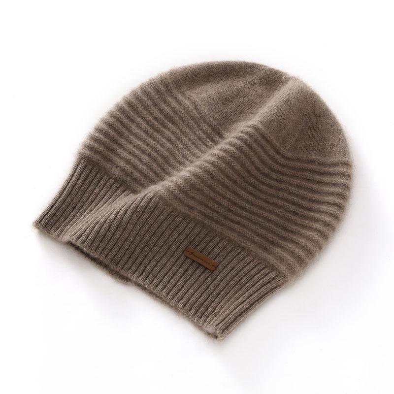 Unisex Thickened Solid Color Cashmere Hat - 100% Pure Cashmere, Seven-Needle, Autumn/Winter Style One Size