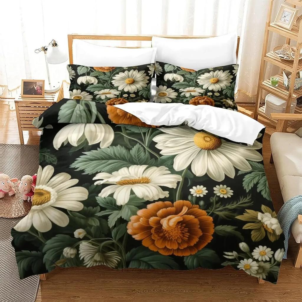 Peony Floral Duvet Cover Luxury Flower Leaves Bedding Set Garden Spring Blossom Comforter Cover Microfiber Botanical Quilt Cover