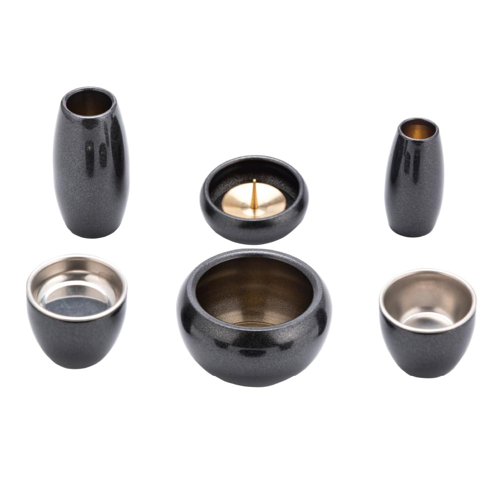 

Буддийский алтарный набор Silma Черно-золотой, Набор из 6 предметов, 2,0 дюйма, Современный Медный и Латунный, Круглый и Милый Мини-буддийский алтарный набор (Набор Silma из 6 предметов,