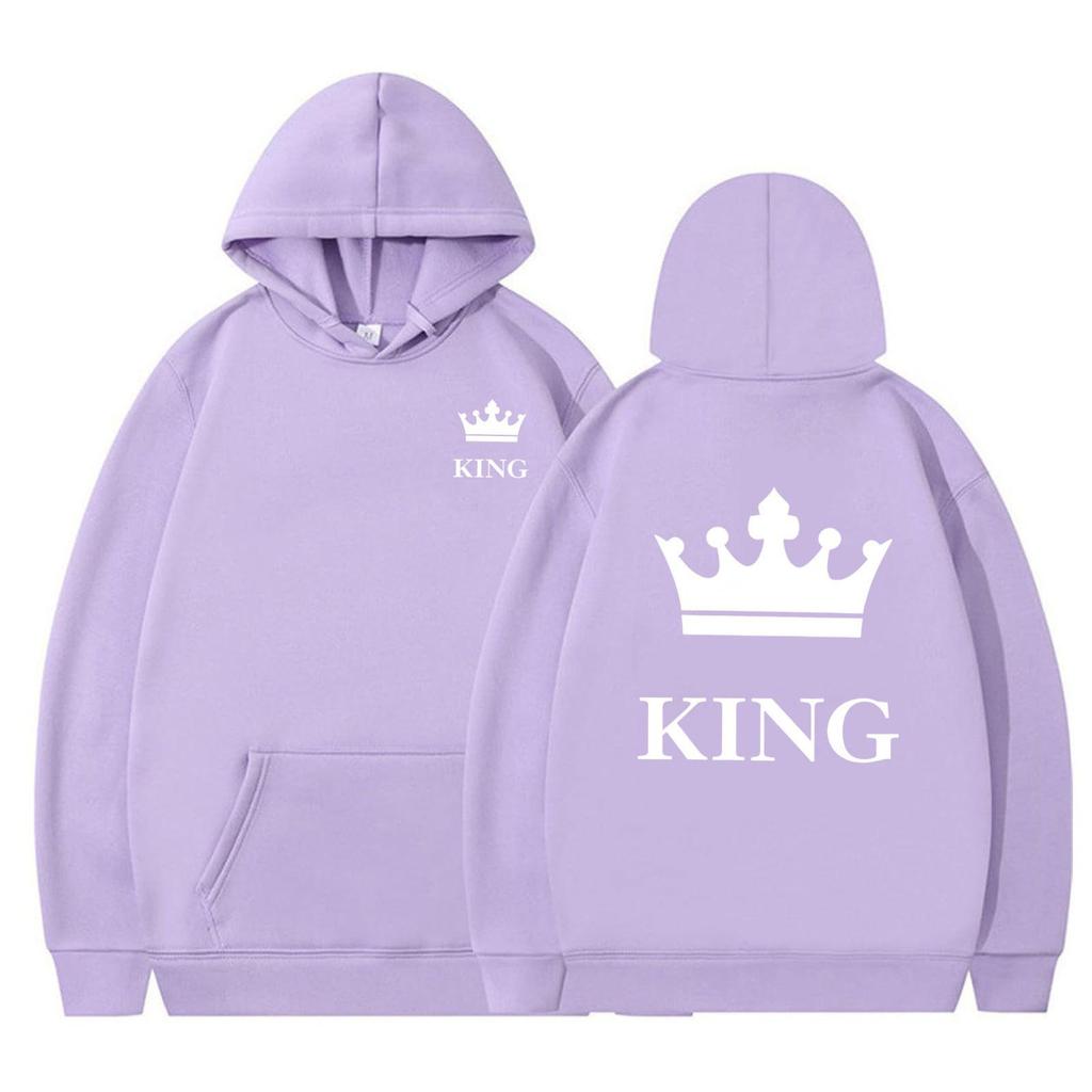Women's Crown Print Loose Hoodie - Thickened Autumn/Winter Pullover