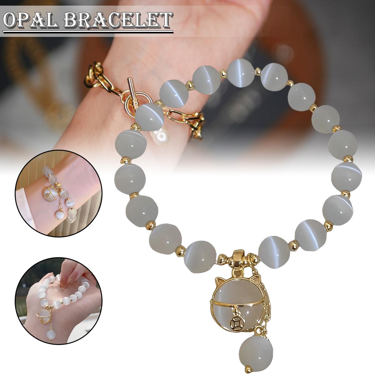 

Mayitr Lucky Opal Beads Cat Браслет, привлекающий богатство для женщин, модные украшения