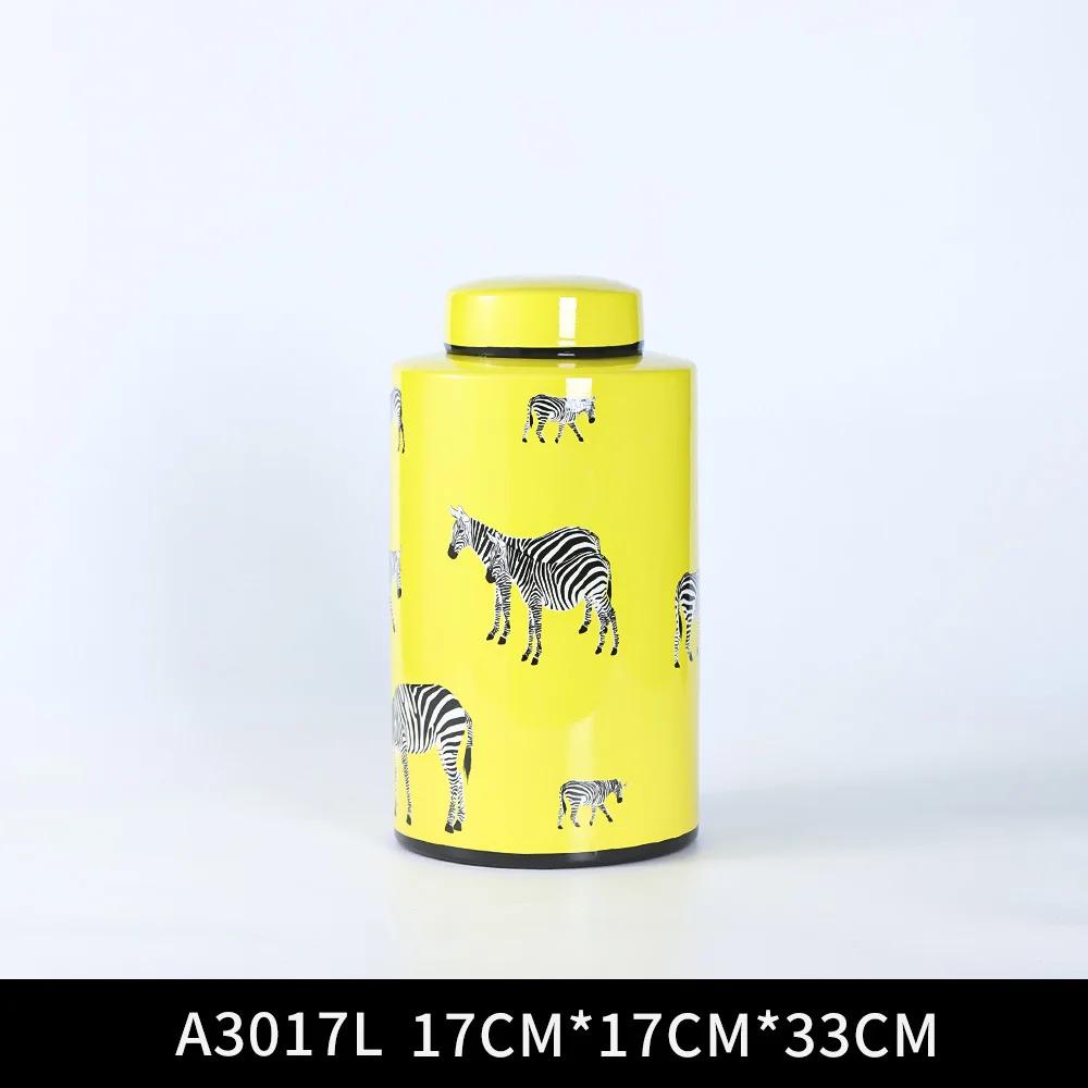 Geometric Stripe Storage Jar with Lid, Ceramic Vase, Candy Jar, Desktop Ornament Storage Container, Home Decoration Crafts