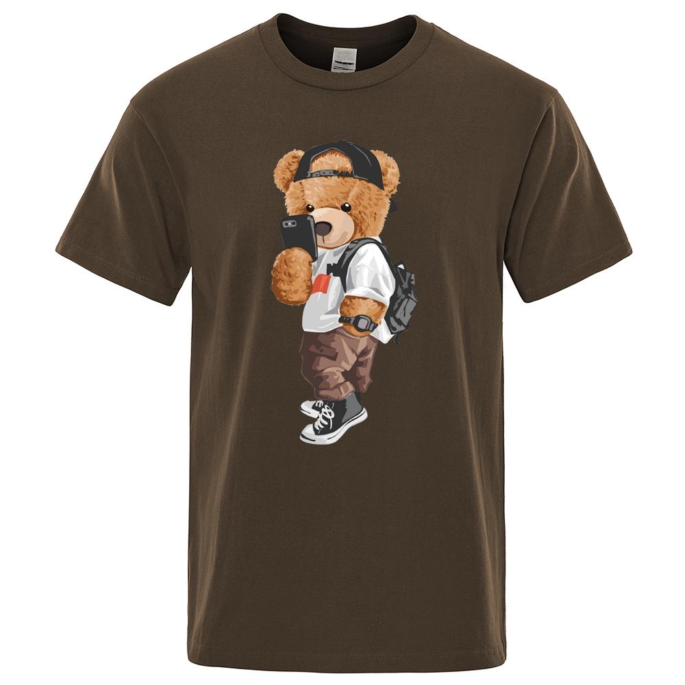 Men 2024 Fashion Ted Bear T Shirt Pure Cotton Tops Tee Funny Men Short Sleeve Crewneck Tees Summer Oversized Female T-Shirts