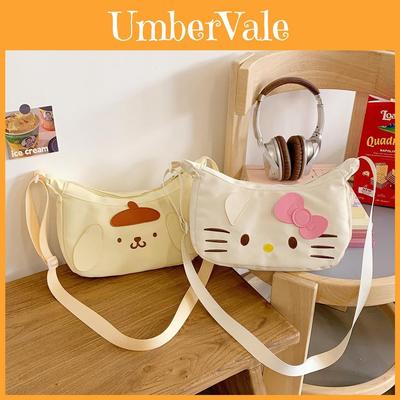 Hello Kitty Cartoon Nylon Shoulder Bag For Daily Use With Lightweight Design For Girls