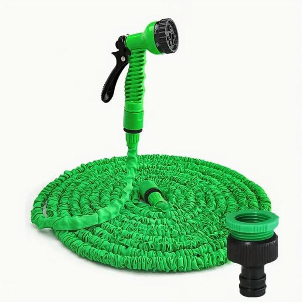

Гибкий расширяющийся садовый шланг с распылителем высокого давления Прочный ПВХ Идеально подходит для мытья автомобилей Использование на открытом воздухе Защита от протечек 25ft зелёный