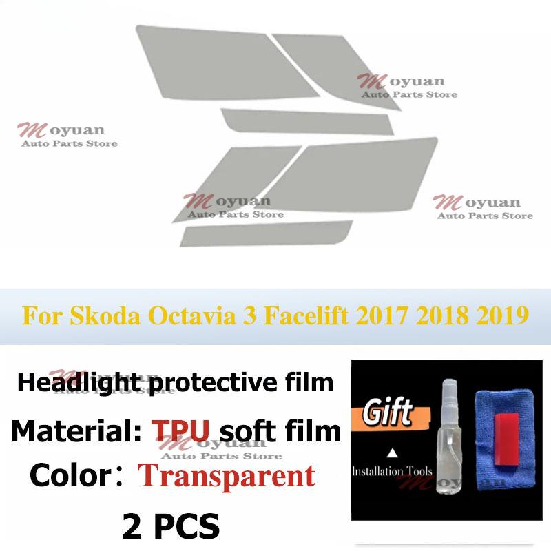 For Skoda Octavia 3 Facelift 2017 2018  Car Headlight Protect Car Film Front Headlamp TPU Exterior Sticker Car Accessories