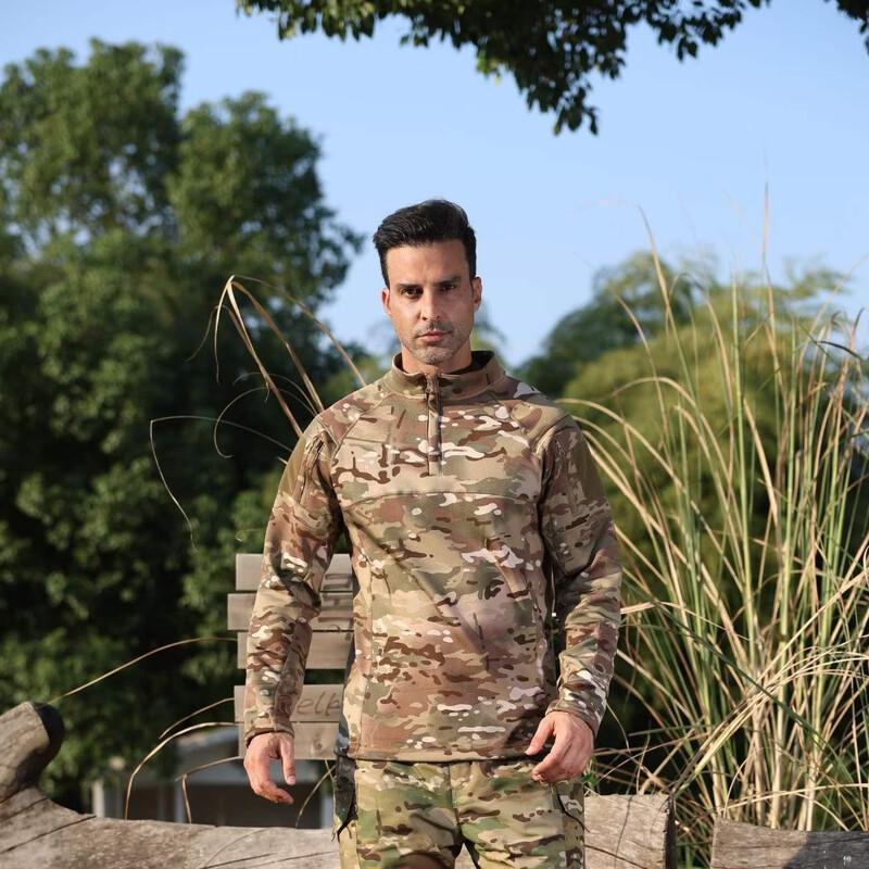 TLXT Outdoor Fleece-Lined Camouflage Combat Shirt