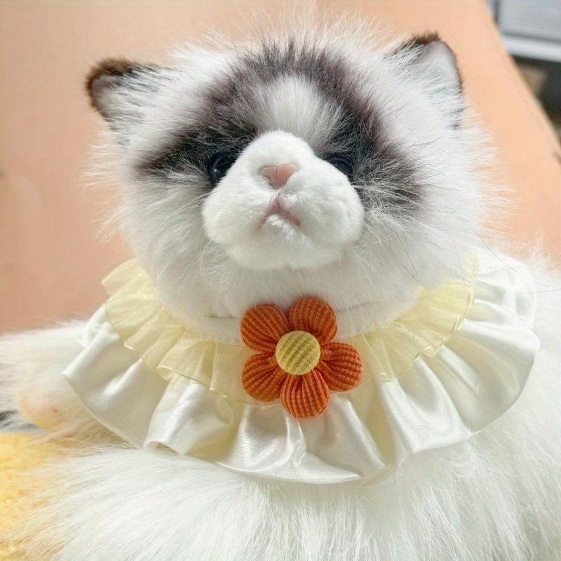3D Floral Cat Bib with Ruffle Design and Color Block Patchwork for Weddings