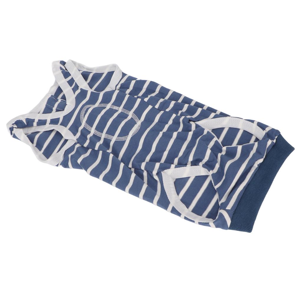 Dog Recovery Suit Stretchy Breathable Adjustable Collar Stripe Pet Post Surgery Shirt for Abdominal