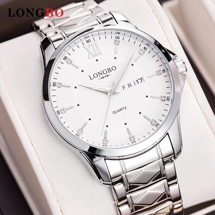 Longbo Men s Waterproof Luminous Korean Style Quartz Wristwatch with Double Calendar