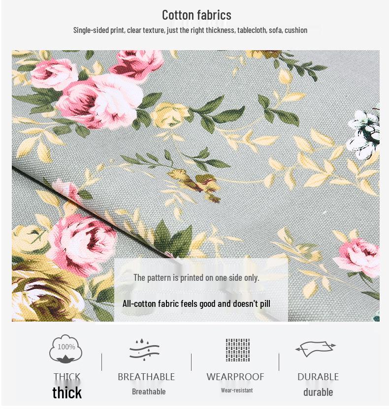 Canvas Floral Cotton Fabric for Sofa, Tablecloth, Stripe Curtains, Pillows & Remnants Clearance