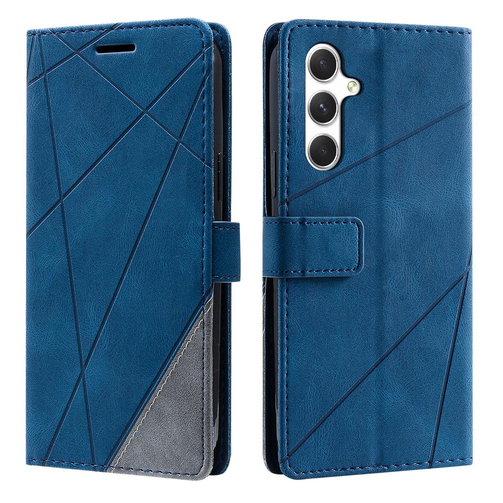 For Samsung Galaxy S25 FE Case Imprinted Lines PU Leather Splicing Wallet Phone Cover