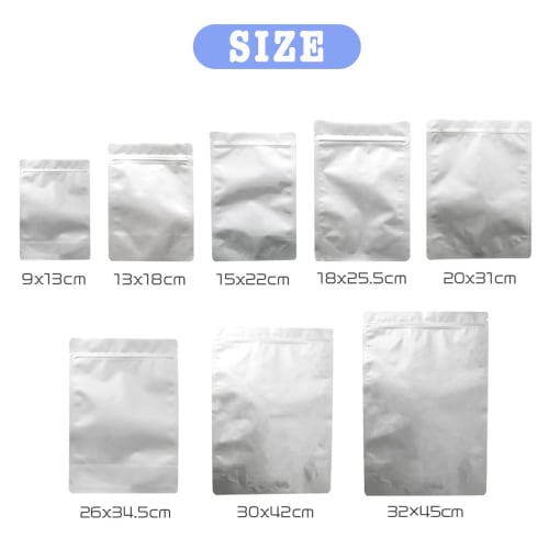 simPLEISURE Zippered Aluminum Storage Bags, Freestanding, Moisture-Proof, Light-Blocking, and Odor-Resistant for Coffee Beans, Food, and More, Aluminu