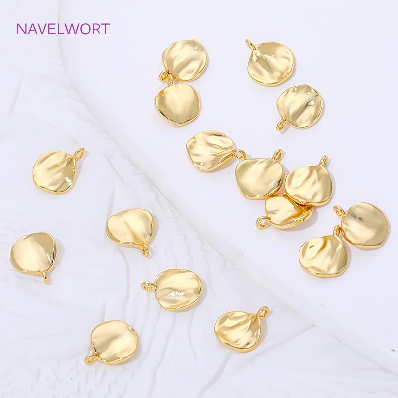 6/8MM 18K Gold Plated Irregular Round Charms For Bracelets,Brass Small Pendant Charms,DIY Necklace Jewelry Making Accessories