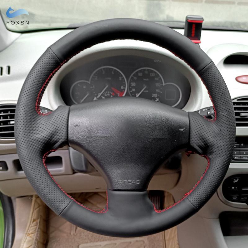 Car Accessories Perforated-Microfiber Leather Steering Wheel Cover Trim For Peugeot 206 1998 - 2005 206 SW 2003 2004 2005
