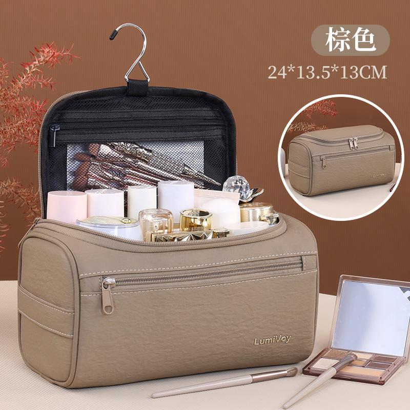 New Leather Men Women Dopp Kit Hanging Travel Washing Organizer Toiletry Bag Business Makeup Pouch Storage Handbag Cosmetic Bag