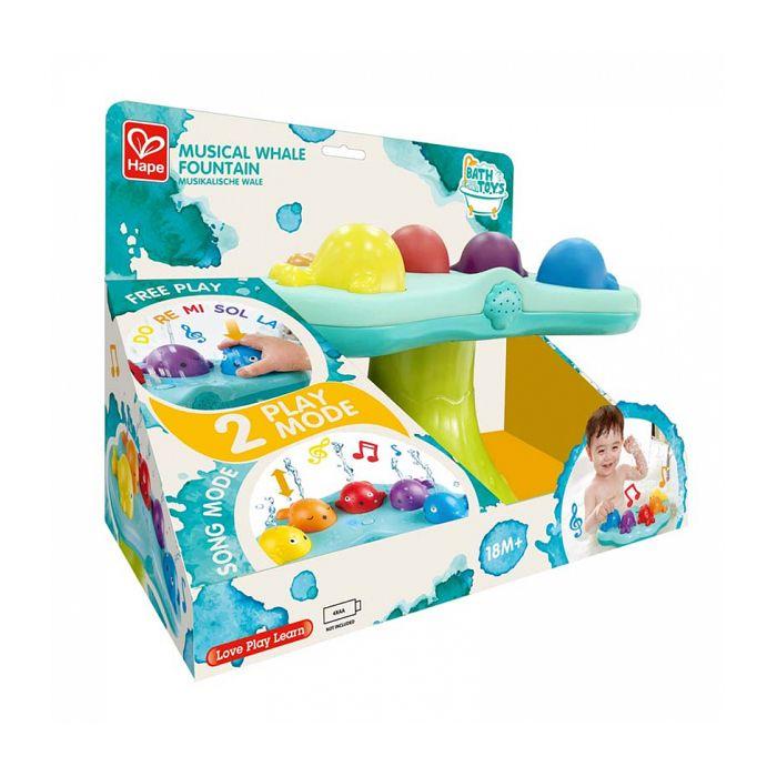 Jouet de bain musical - hape - fontaine baleine - matériaux mixtes - 18 mois et plus - multicolore