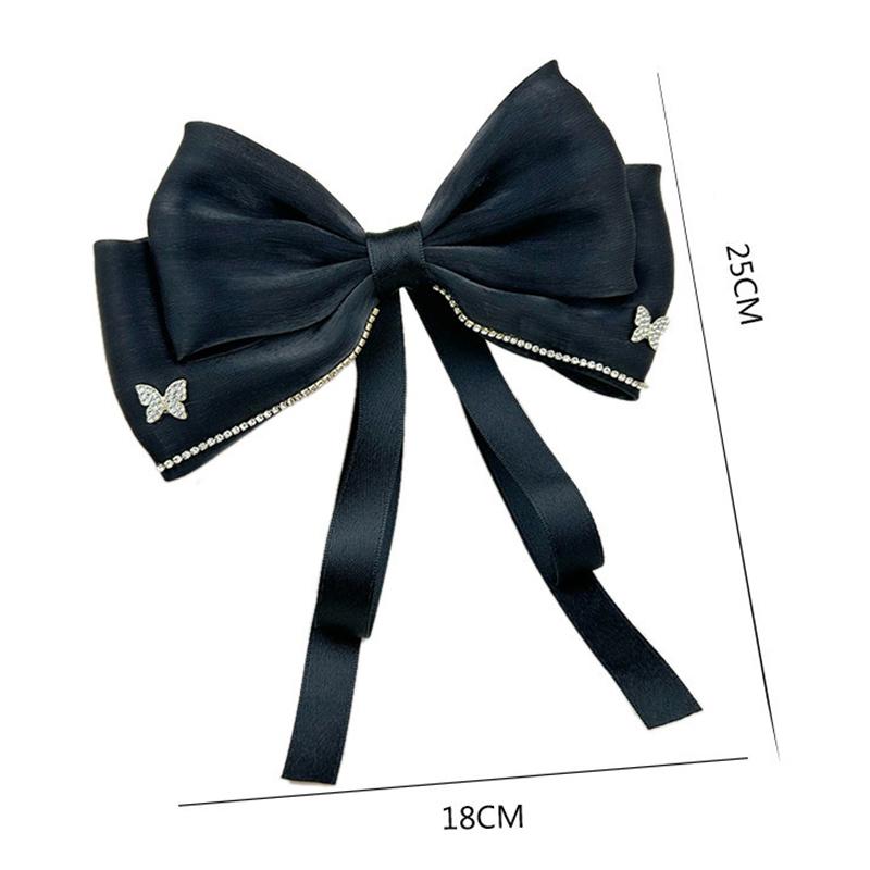 Elegant Sweet Bow Ponytail Hair Clip Solid Color Big Bowknot Hairpins For Women Girls Simple Hair Accessories Gifts