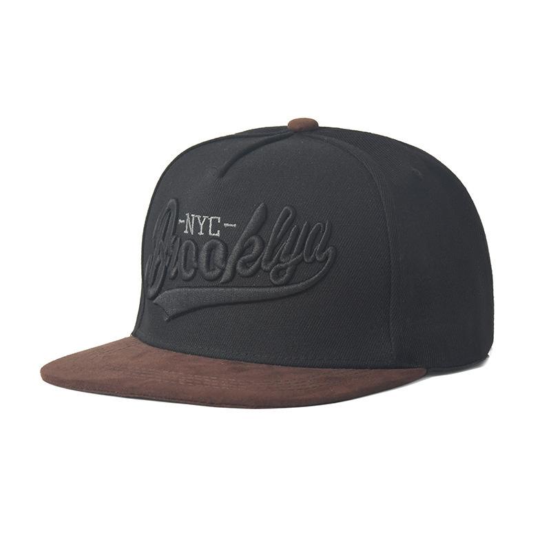 Popular, Brooklyn baseball cap, flat edge embroidered visor, American street hip hop straight hat