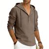Men's Plus Size Linen Long Sleeve Hoodie, Casual Color Pullover