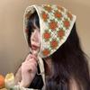 Women's French Retro Knit Hollow Headscarf: Summer Triangular Pastoral Style for Beach Sun Protection