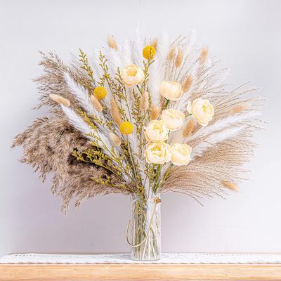 Faux Flower Arrangement Center Pieces Decoration for Table, Pampas Grass Floral Décor Coffee Table Decorations(Vase NOT Included)