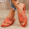 Fashion Plus Size 36-43 Solid Color 2025 New Flat Slippers Rhinestone Butterfly Hollow Fashion Ladies Slides Casual Beach Rome Shoes