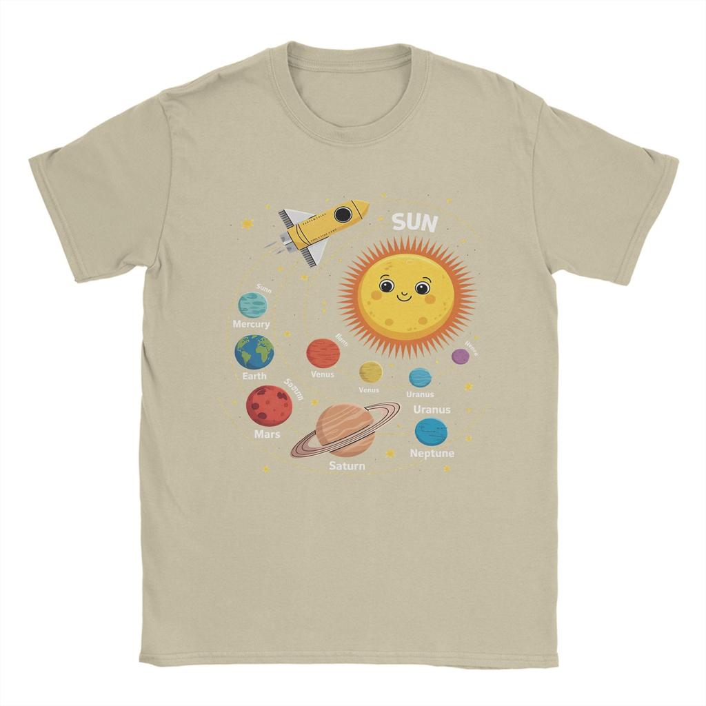 Mens Solar System Space Planet Universe Sun T Shirts  100 Cotton Clothing Funny Short Sleeve Crewneck Tees Graphic TShirts
