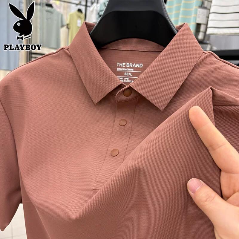 PLAYBOY Men s Ice Silk Short Sleeve Polo T-Shirt XL