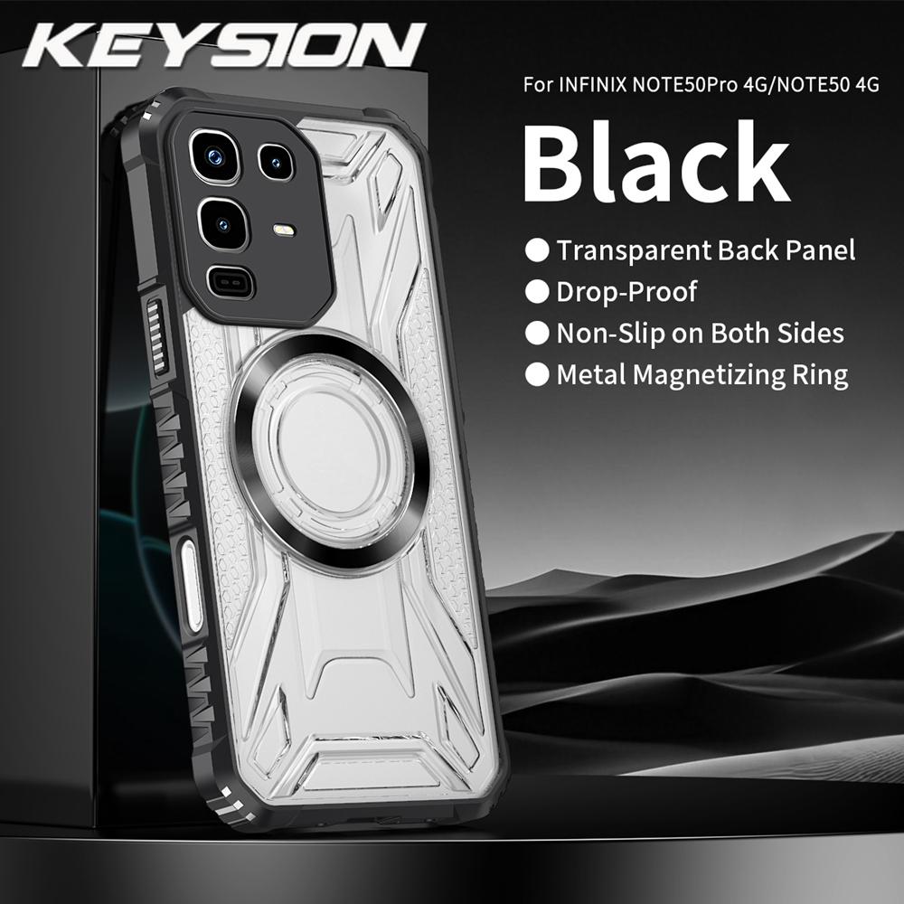 

KEYSION Прозрачный магнитный чехол для Infinix Note 50 Pro 4G Силикон+ПК Сверхпрочный противоударный чехол для телефона для Infinix Note50 4G for Infinix Note 50 Pro 4G чёрный