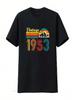71. Urodziny 71 Lat Retro Vintage 1953 Koszulka Vintage Spłowiony Top Do Codziennego Ubrania Rozciągliwy Miękki Casual Męski