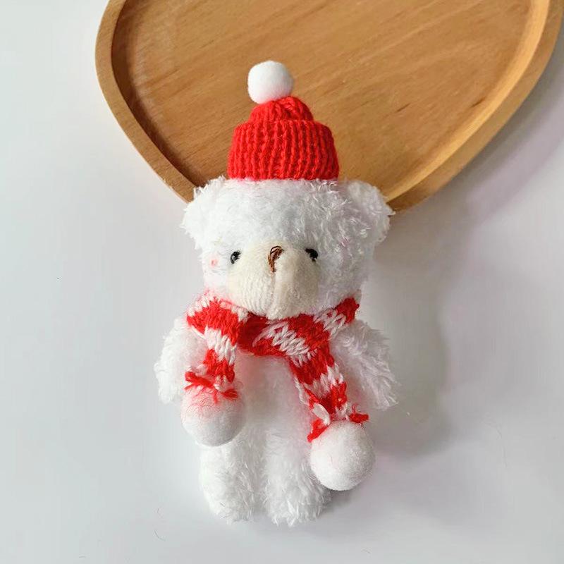Christmas Bear Plush Dolls 13cm Cute Animal Teddy Bear Stuffed Toys Kawaii Bag Pendant Keychain Christmas Tree Pendant Girl Gift