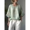 round-Neck Short-Sleeve Top Solid Comfortable Round Neck Drop Shoulder Sleeve Loose Plus Size Top Women