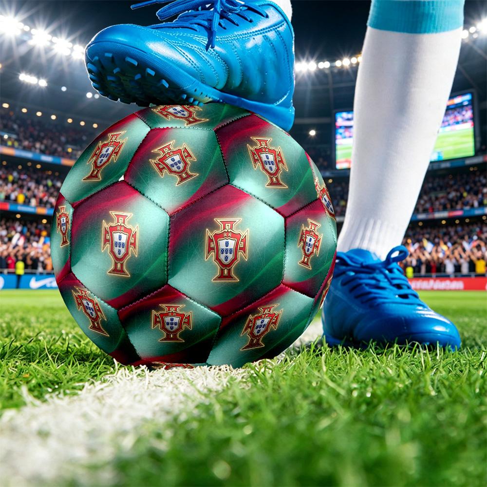 Portugal Football Printed Size 5 Soccer Ball Wear Resistant Standard Adult Training Football Fan Gift for Indoor Outdoor Match Sports