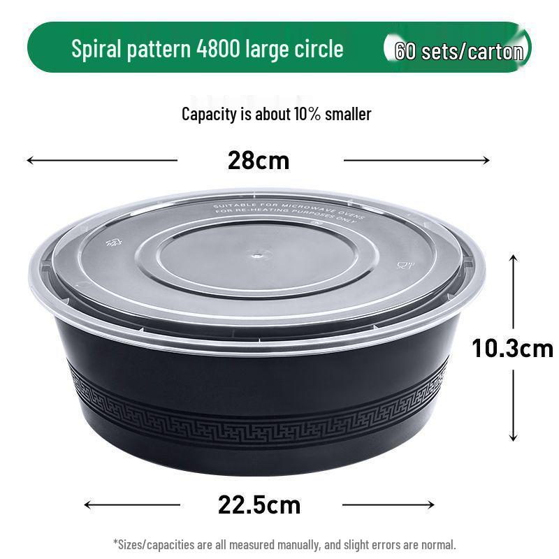 Black Round Disposable Food Containers: Thickened Soup and Fast Food Bowls