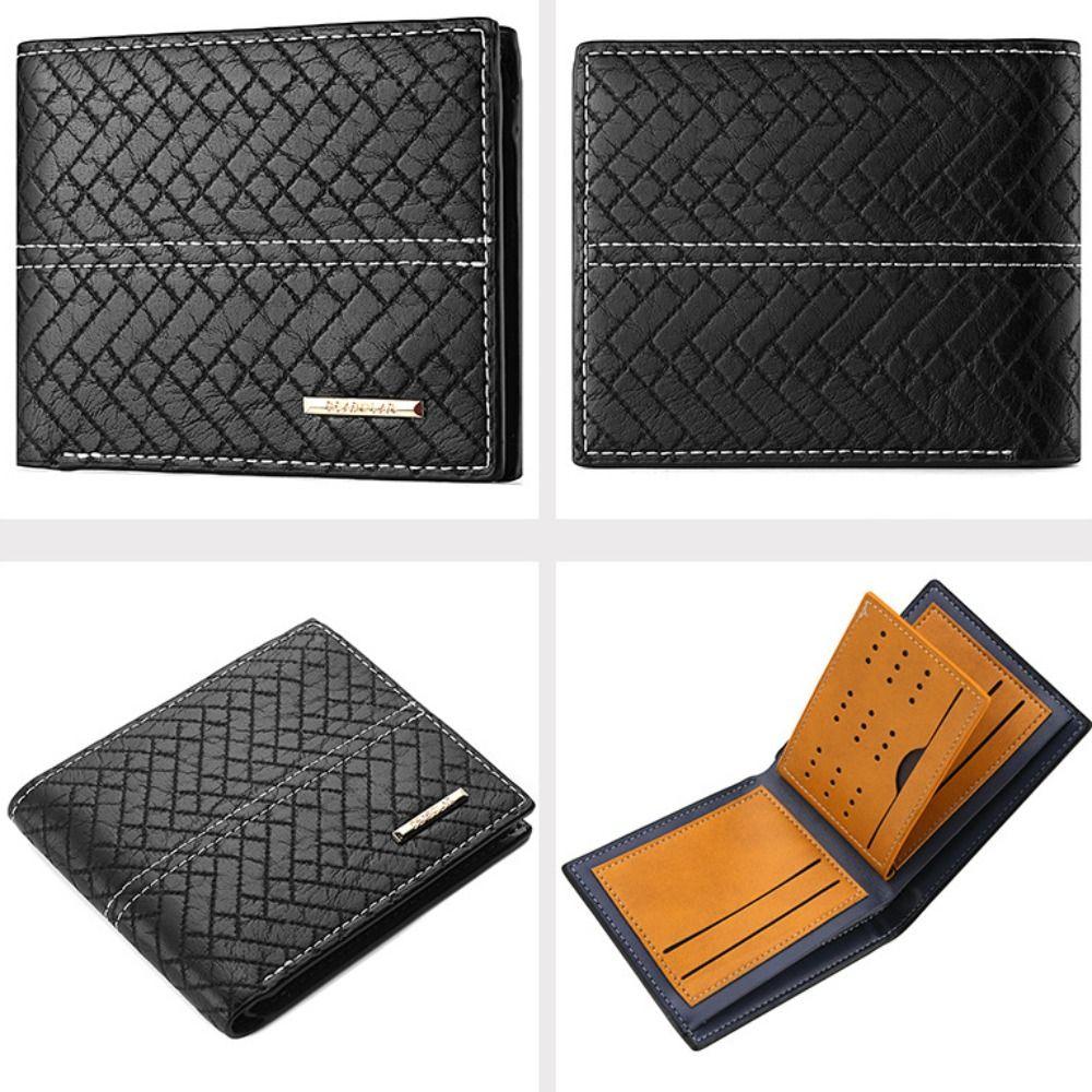 New PU Leather Men's Wallet Black Coffee Multi-slot Short Coin Purse Large Capacity Money Bag Men Male