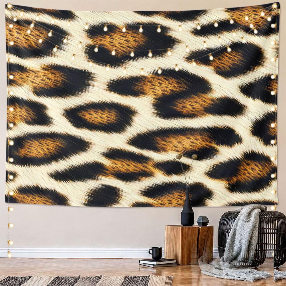 Leopard Print Furry Texture Design Pattern Wall Hanging Tapestry Decorative Tapestry Home Decor for Bedroom and Living Room