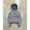 STREETRICH Autunno e Inverno Nuova Giacca con Cappuccio a Quadri, Collo Alto Retro Americano, Larga Davanti e Dietro, Workwear