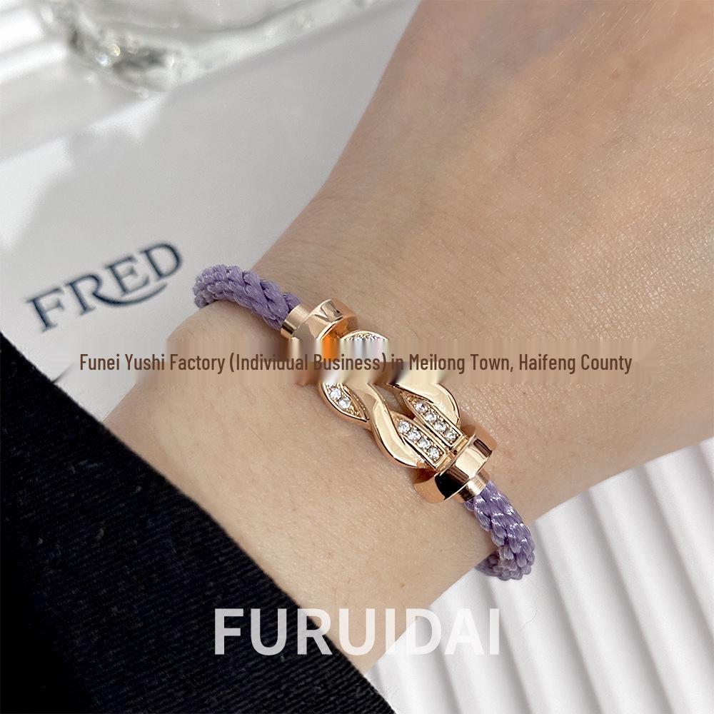 Fei Jia February Birthstone Purple Horseshoe Buckle Unisex DIY Bracelet