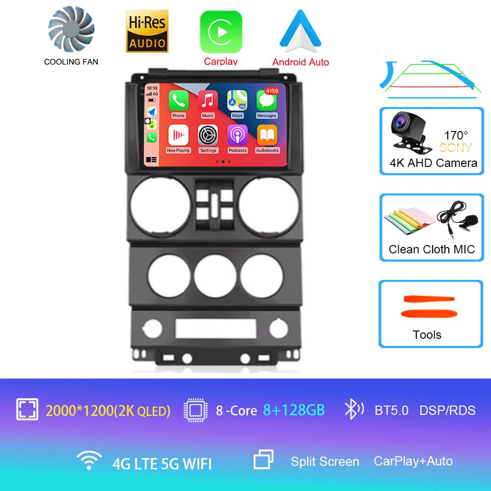 For Jeep Wrangler Unlimited 3 JK 2008 - 2010 Android 14 Car Radio Multimedia PlayerNavigation GPS Autoradio Carplay Head Unit