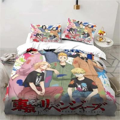 3D Anime Tokyo Revengers Bedding Set Polyester Double Single Full Size Anime Bed Set Adults Teens Bedroom Luxury Duvet Cover Set