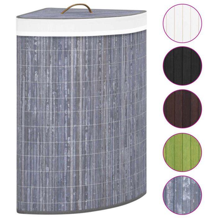VidaXL Panier à linge d'angle Bambou Gris 60 L