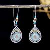 Bohemian Ethnic Style Retro Personality Jewelry Hollow Water Drop-Shaped Alloy Point Drill Long Earrings Women'S Earrings