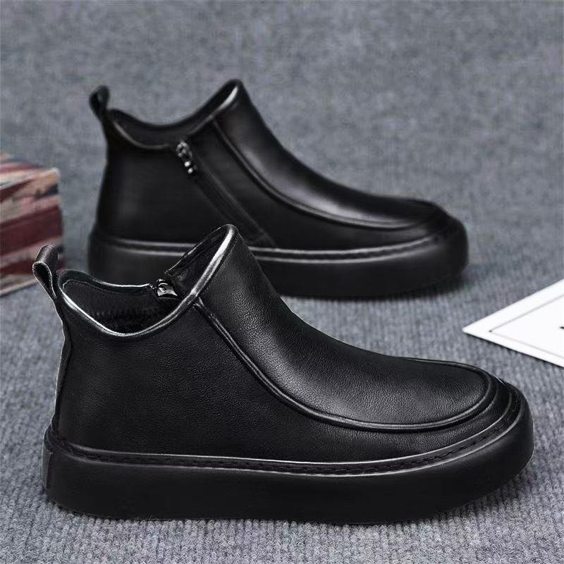 Men's Shoes Spring and Autumn New Martin Boots Medium Top Shoes Business Casual High Top Leather Shoes