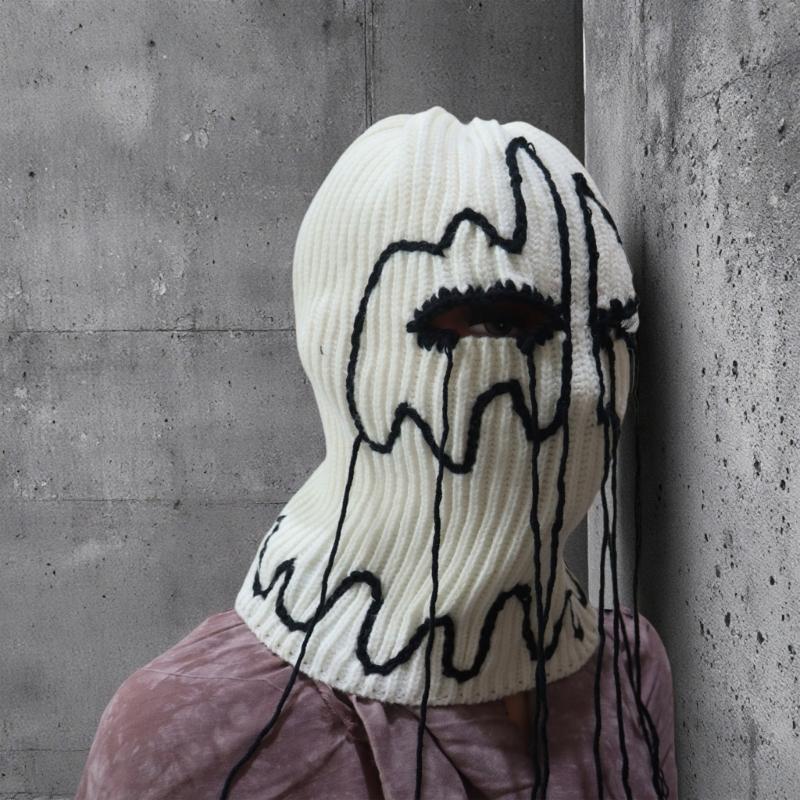 Knitted Balaclava Hat Mask Headgear For Halloween Event Windproof Face Cover Hat For Skiing Hiking And Outdoor Activity