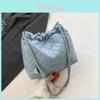 Stylish Large Capacity Soft Leather Diamond Stitch Thread Texture Commuter Shoulder Bag For Women 2023 Summer Korean Version Bucket Bag Fashion