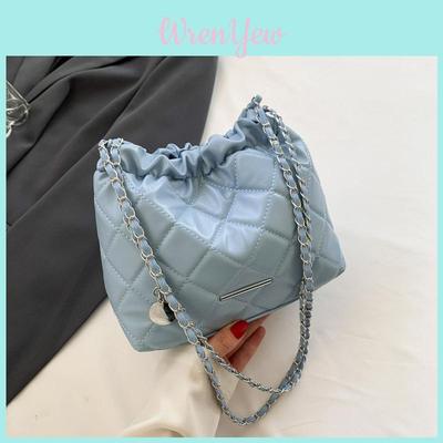 Stylish Large Capacity Soft Leather Diamond Stitch Thread Texture Commuter Shoulder Bag For Women 2023 Summer Korean Version Bucket Bag Fashion