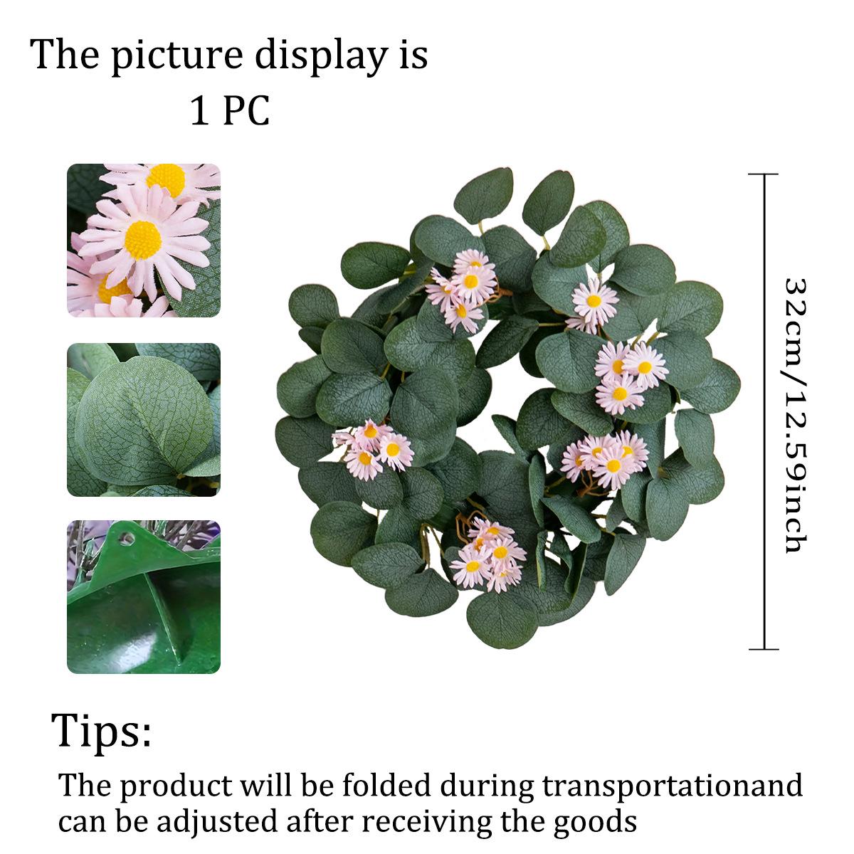 

Spring Eucalyptus Chrysanthemum Wreath for Wedding Venue Decorations рожевий