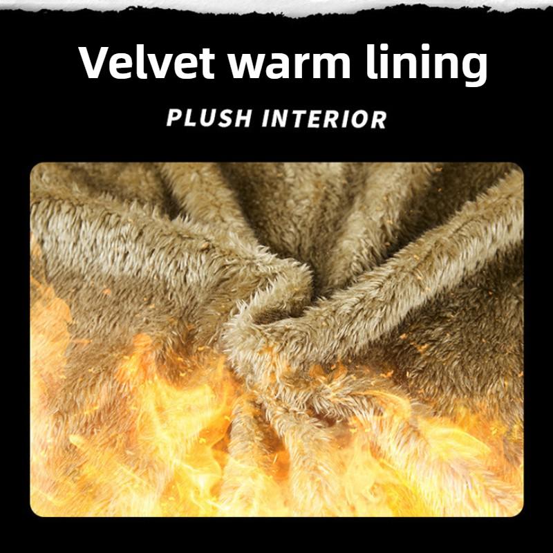 Winter Men's Cotton Coat Plus Velvet and Thickened Coat, Work Jacket, Multi-pocket Hooded Top Coat
