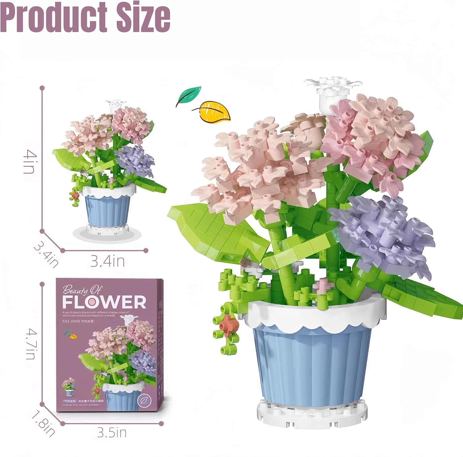 

Mini Flower Potted Plant Bonsai Building Toy Blocks Artificial Particle Flower Botanical